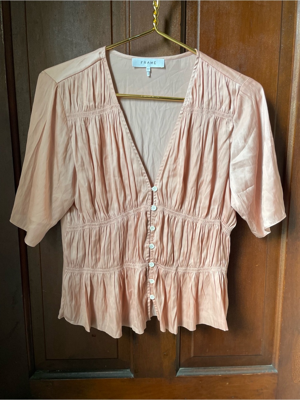 Frame women's medium short sleeve button down top